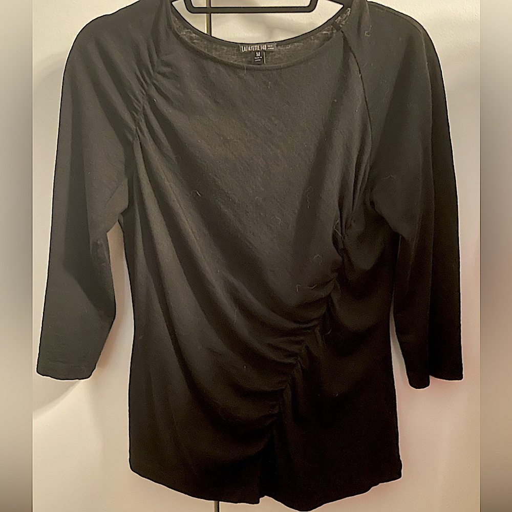 Women’s Lafayette 148 Black light sweater Top w Ruching
